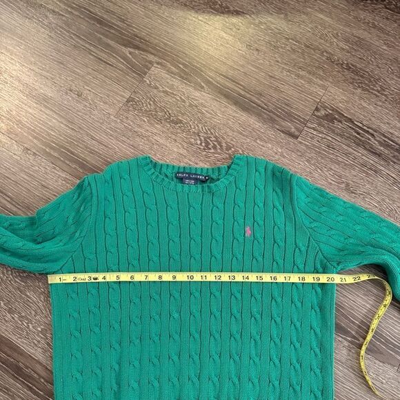 Ralph Lauren Green Cotton Cable Sweater - Picture 6 of 8